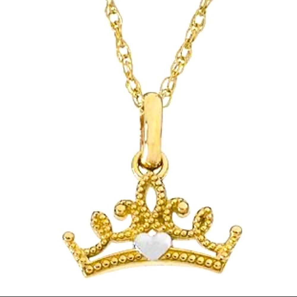 Disney 10K Gold Princess Pendant With | 10K Gold Chain 18in